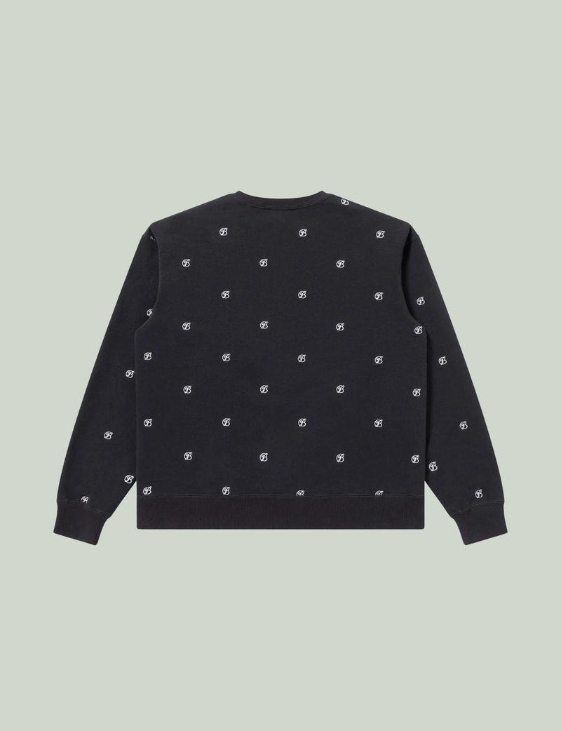 B EMBLEM PATTERNED CREW SWEAT