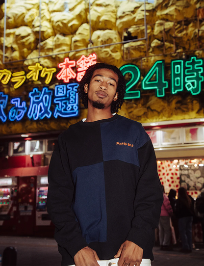 OE LOGO BLOCK PANELED CREW SWEAT