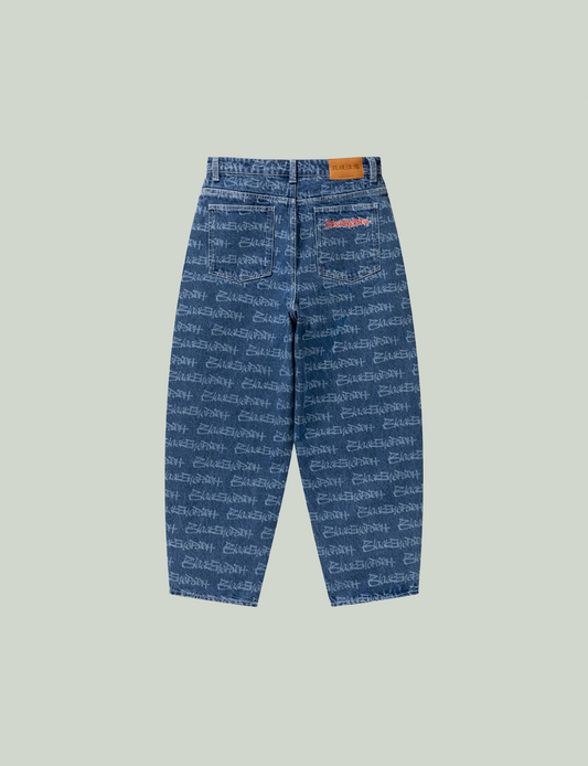 FASTHAND SCRIPT PATTERNED EXTRA BAGGY JEANS