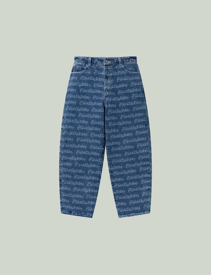 FASTHAND SCRIPT PATTERNED EXTRA BAGGY JEANS