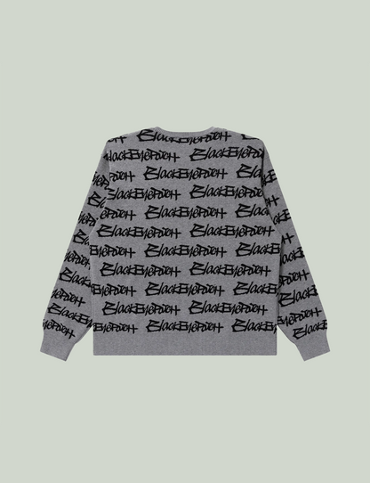 FASTHAND SCRIPT PATTERENED KNIT SWEATER