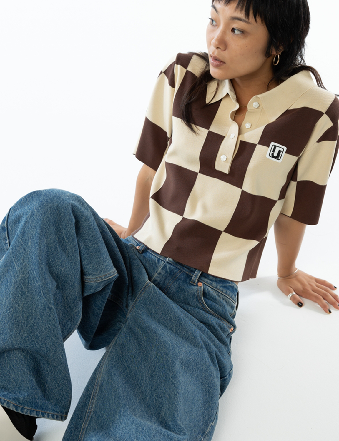 Checkered knit shirt