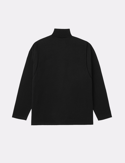 SHOULDER PLEATS HIGH NECK L/S TEE