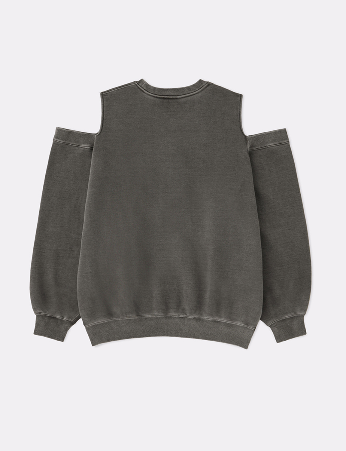 PIGMENT DYED OPEN SHOULDER CREW NECK SWEAT