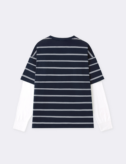 BORDER STRIPE LAYERED SLEEVE L/S TEE