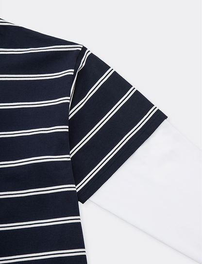 BORDER STRIPE LAYERED SLEEVE L/S TEE