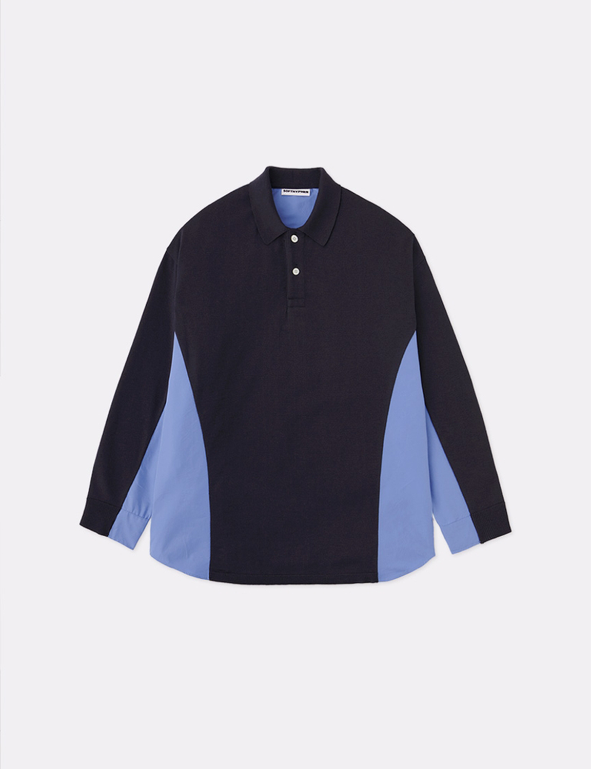 KNIT POLO OVER SIZED L/S SHIRT