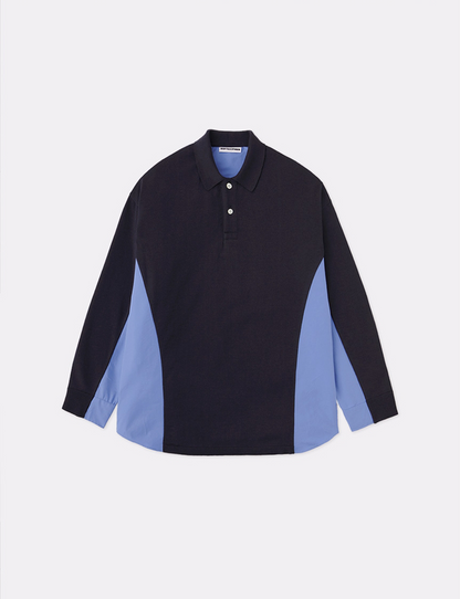 KNIT POLO OVER SIZED L/S SHIRT