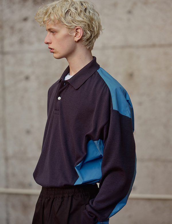 KNIT POLO OVER SIZED L/S SHIRT