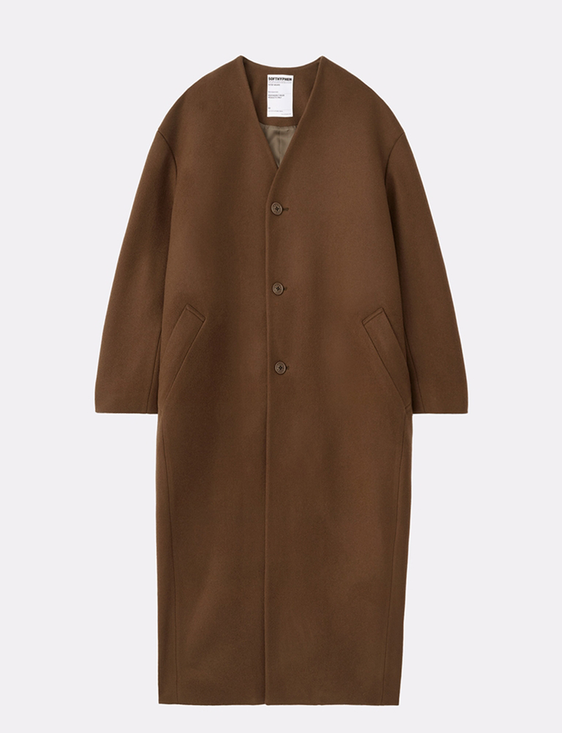 MELTON COLLARLESS LONG COAT