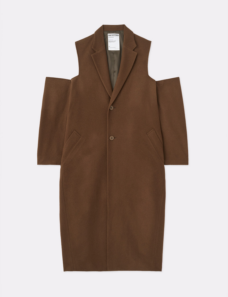 MELTON OPEN SHOULDER LONG COAT