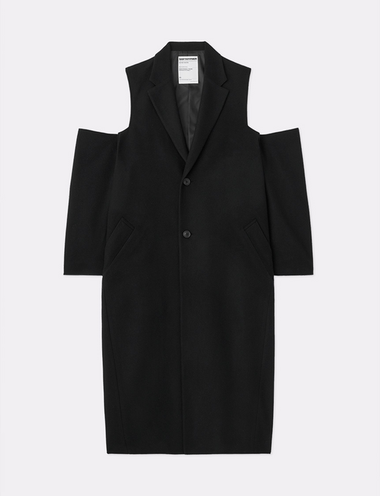 MELTON OPEN SHOULDER LONG COAT