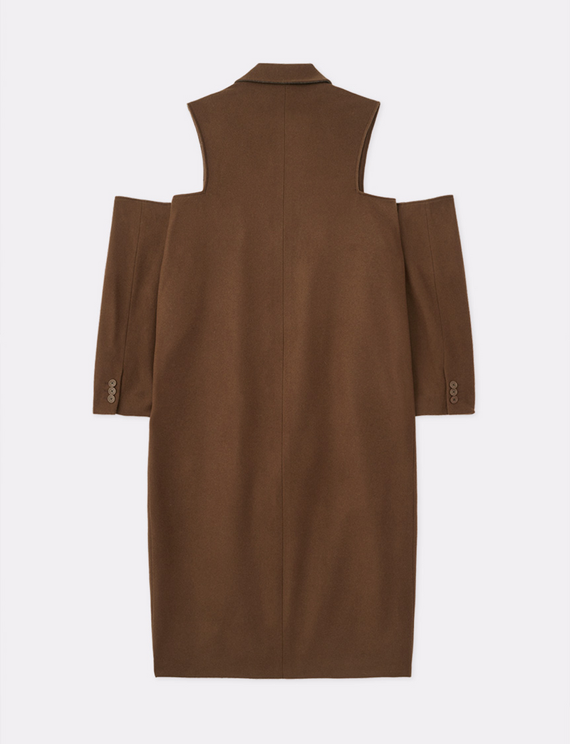 MELTON OPEN SHOULDER LONG COAT