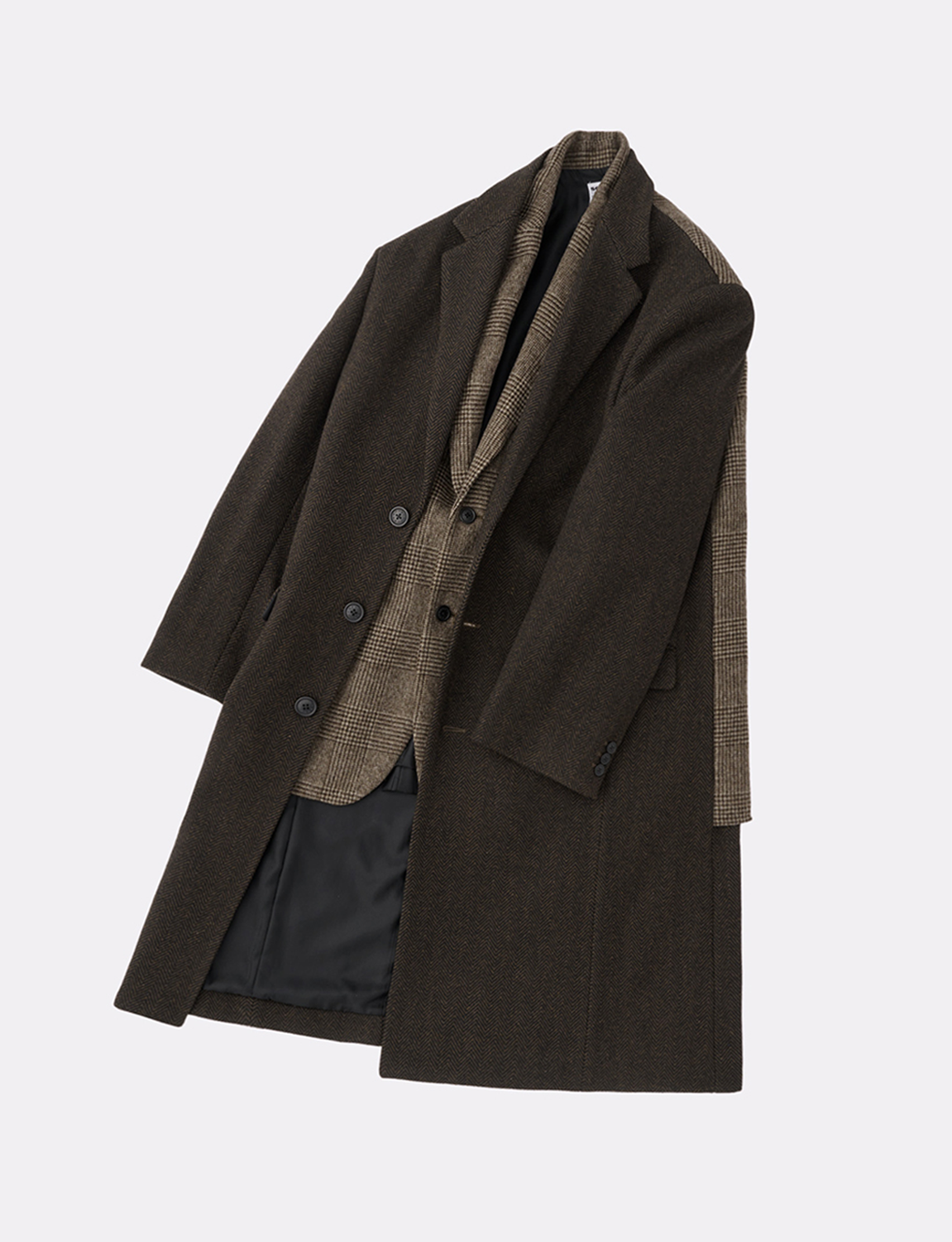 HERRINGBONE TWEED DOUBLE FRONT COAT