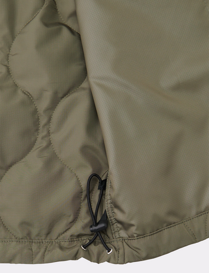 QUILTED ZIP POCKET BENCH JACKET