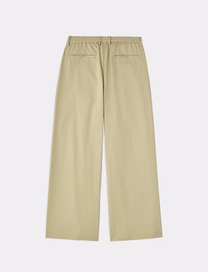 ORGANIC COTTON CHINO TUCKED EXTRA WIDE PANTS