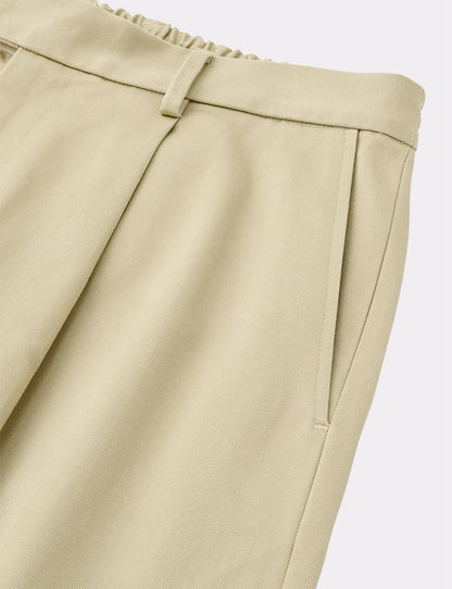 ORGANIC COTTON CHINO TUCKED EXTRA WIDE PANTS