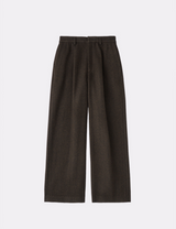 HERRINGBONE TWEED TUCKED EXTRA WIDE PANTS