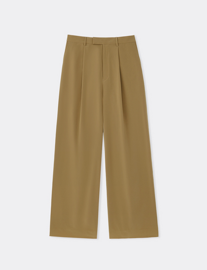 TAFFETA TUCKED EXTRA WIDE TROUSERS