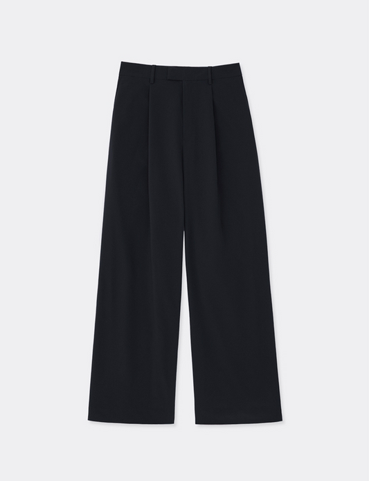 TAFFETA TUCKED EXTRA WIDE TROUSERS