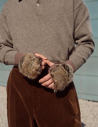 FAUX FUR FINGERLESS GLOVE