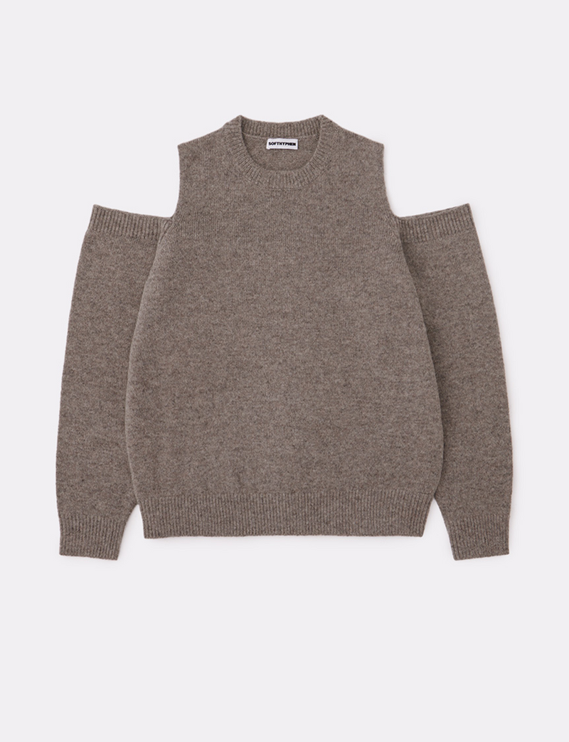 OPEN SHOULDER CREW NECK KNIT