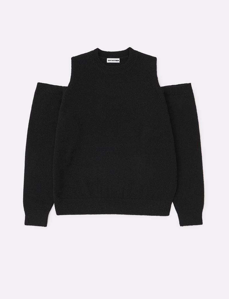 OPEN SHOULDER CREW NECK KNIT