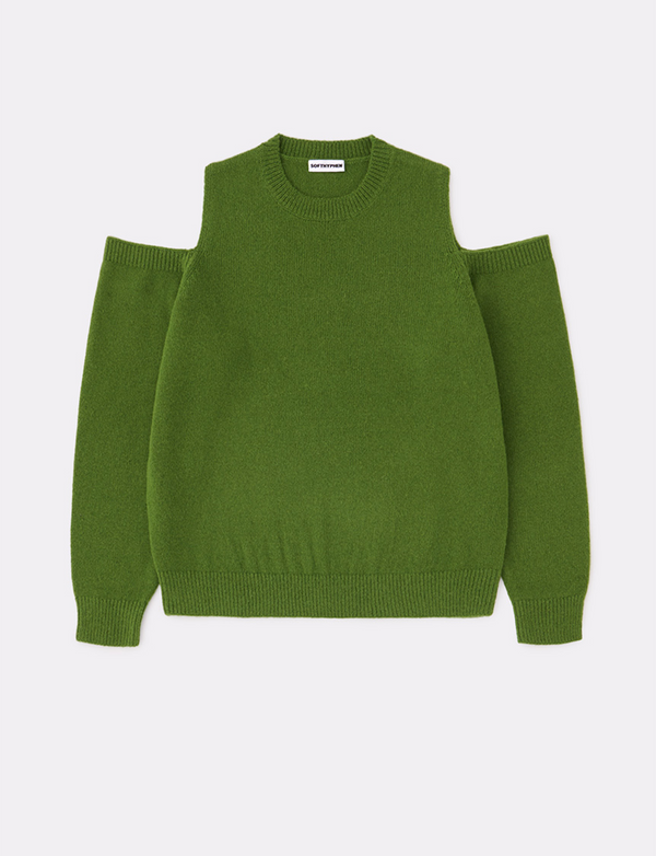 OPEN SHOULDER CREW NECK KNIT