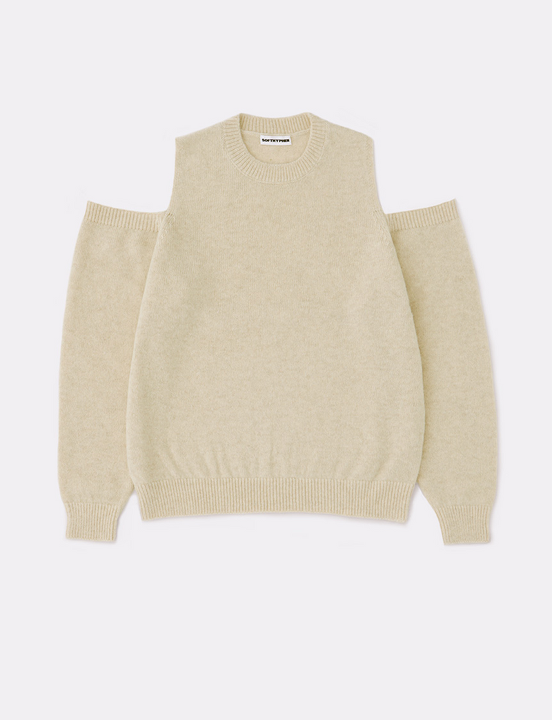 OPEN SHOULDER CREW NECK KNIT