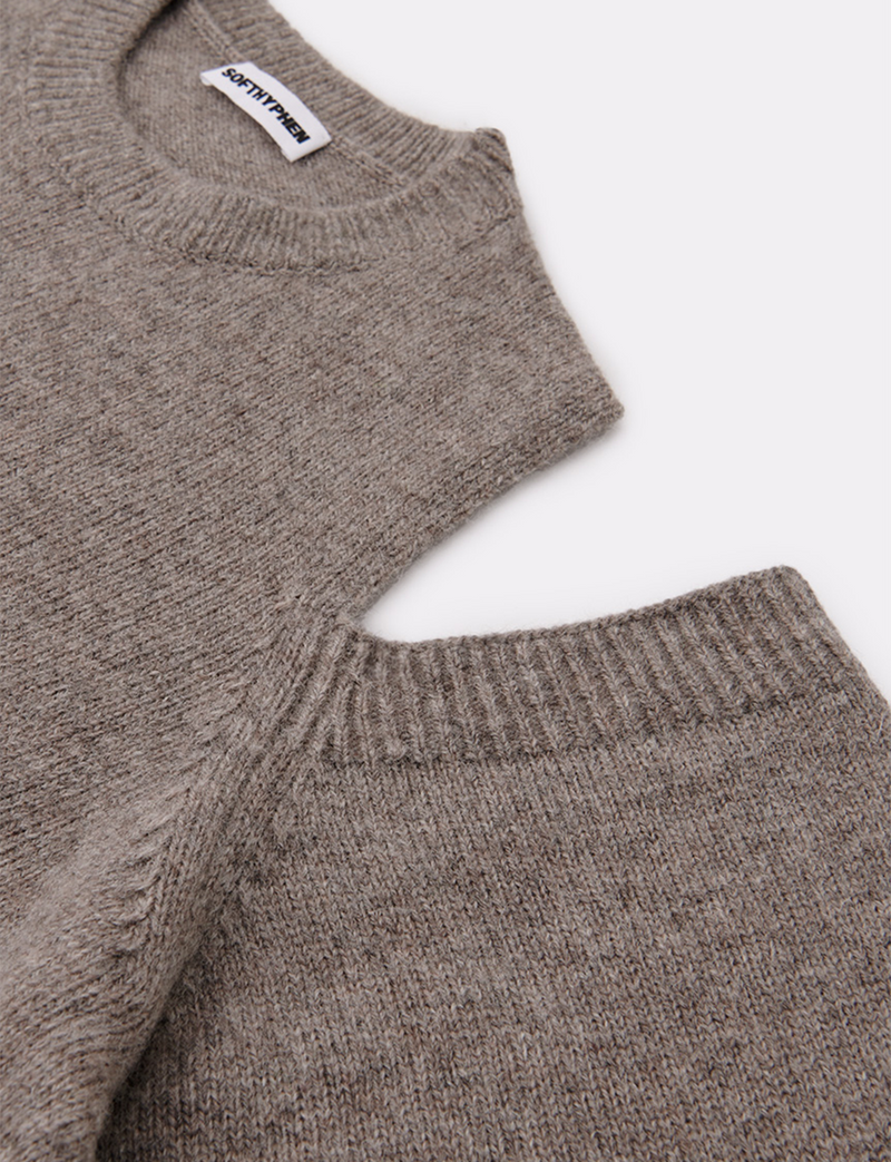 OPEN SHOULDER CREW NECK KNIT