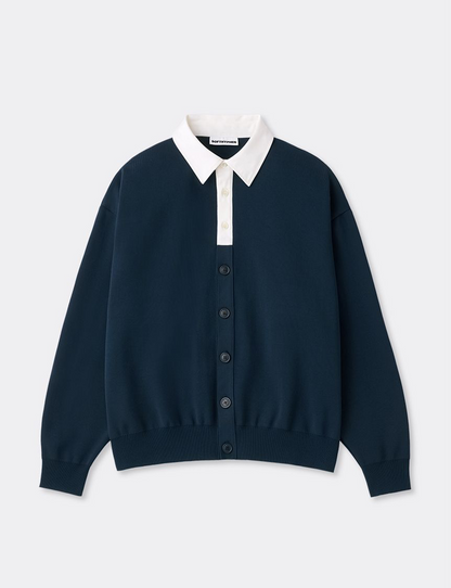 RUGBY COLLAR KNIT CARDIGAN