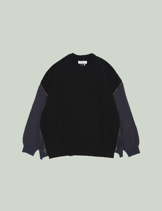 WAFFLE KNIT ZIP SWEAT