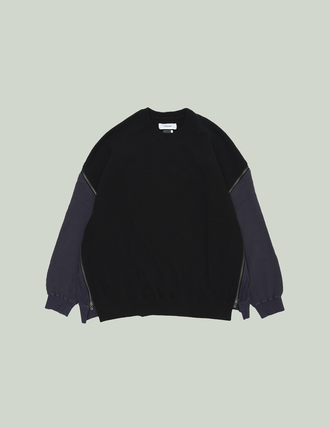 WAFFLE KNIT ZIP SWEAT