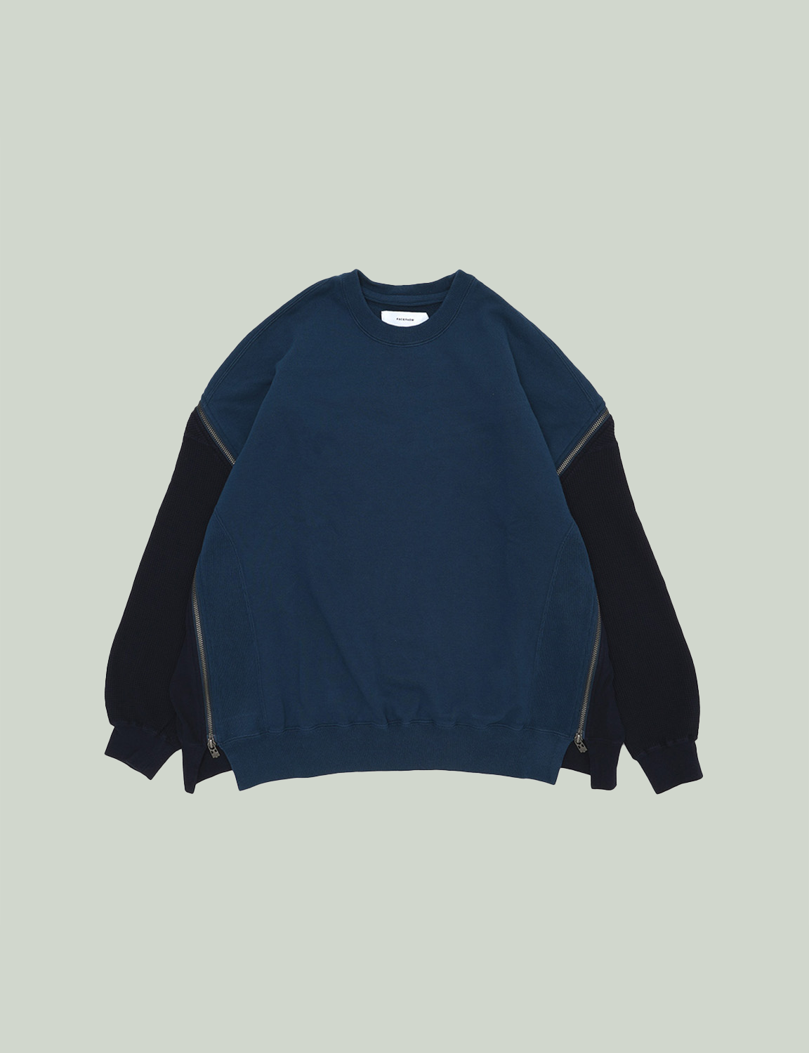 WAFFLE KNIT ZIP SWEAT