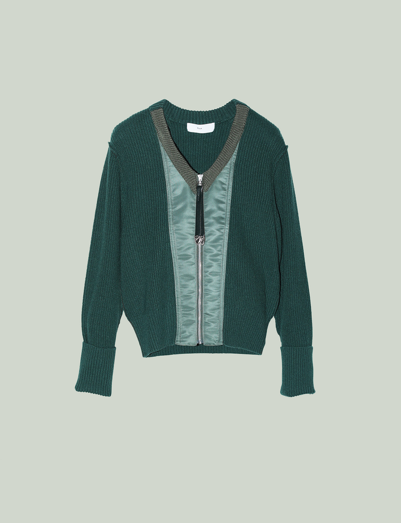 WOOL KNIT ZIP CARDIGAN