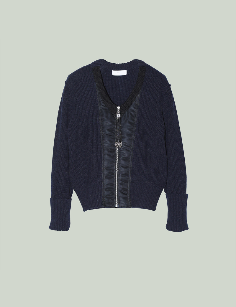 WOOL KNIT ZIP CARDIGAN