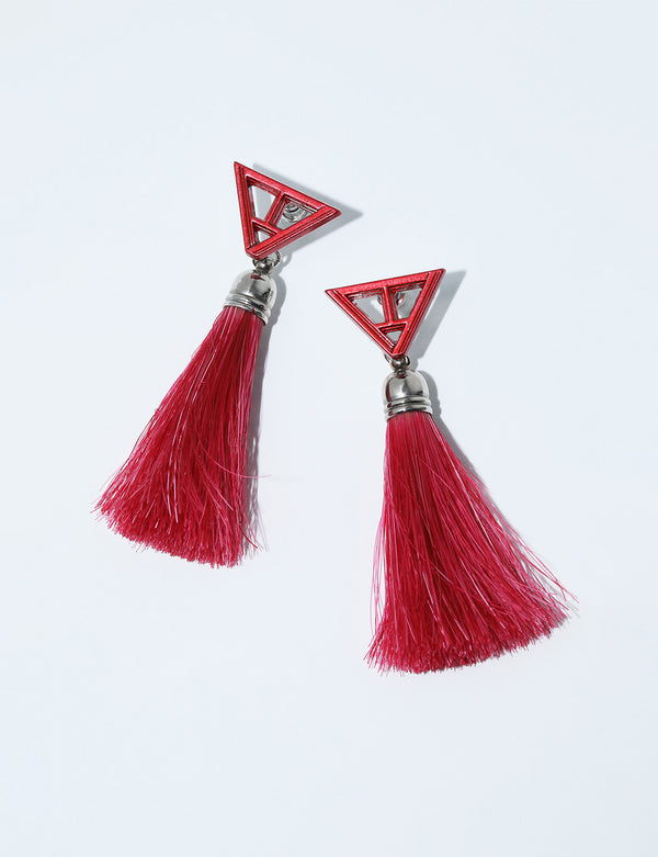 TRIANGLE FRINGE PIERCED EARRINGS