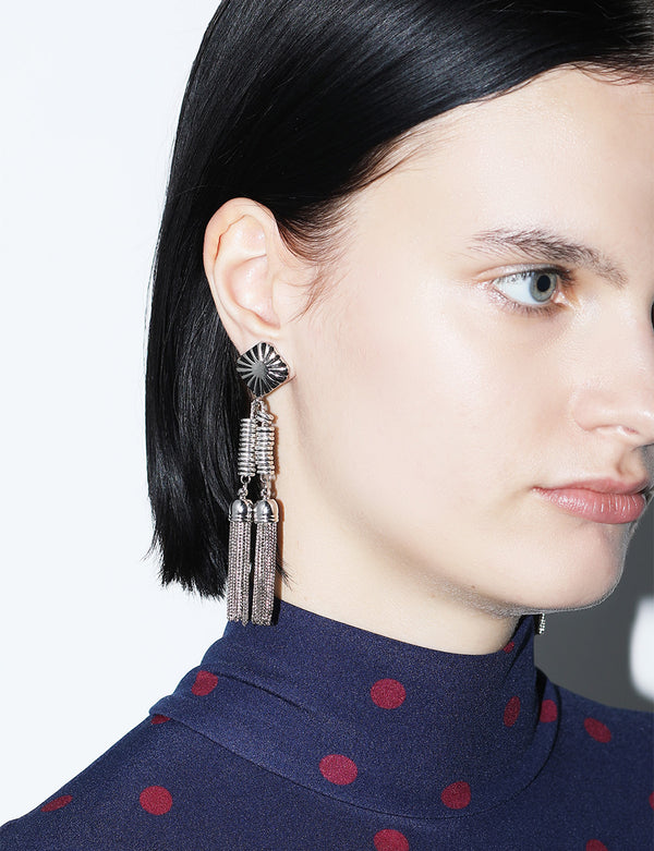 DOUBLE FRINGE EARRINGS