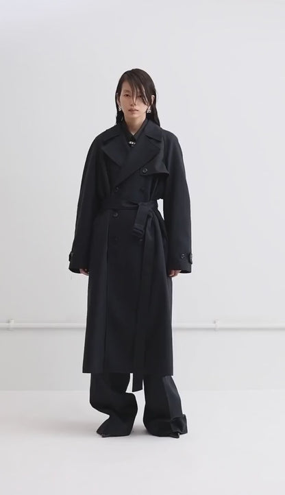 Wide Trench Coat / dark navy