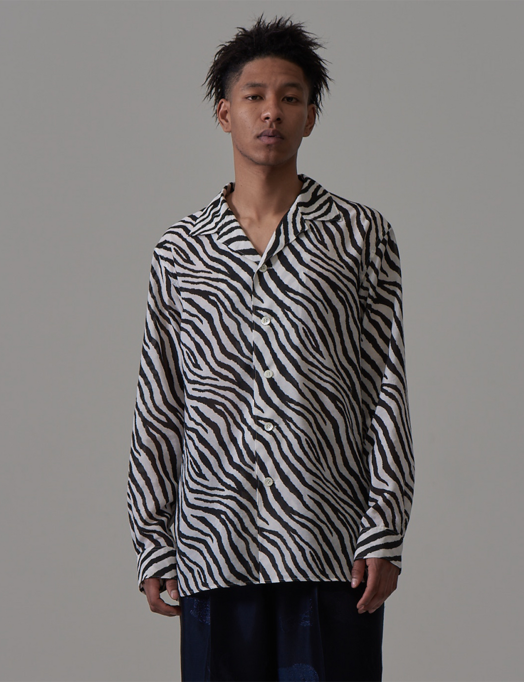 Open Color Shirt Zebra Pattern – White